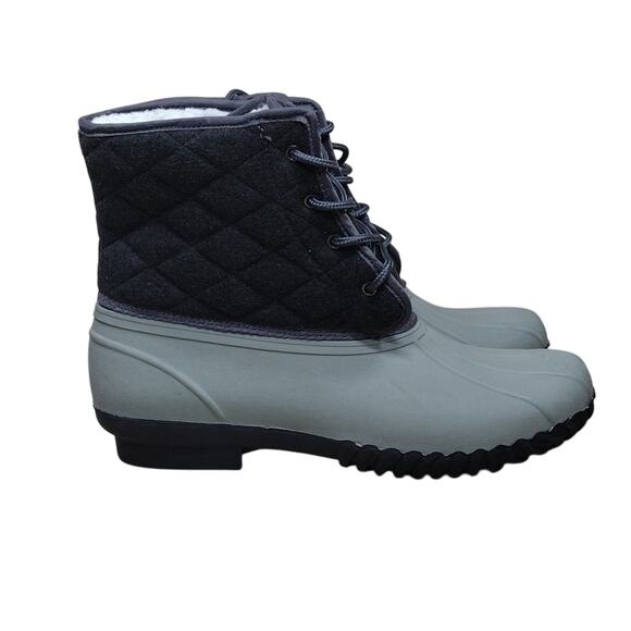 Sociology Shoes - Sociology Gray Black Winter Outdoor Faux Fur Lined Rubber Weather Boots